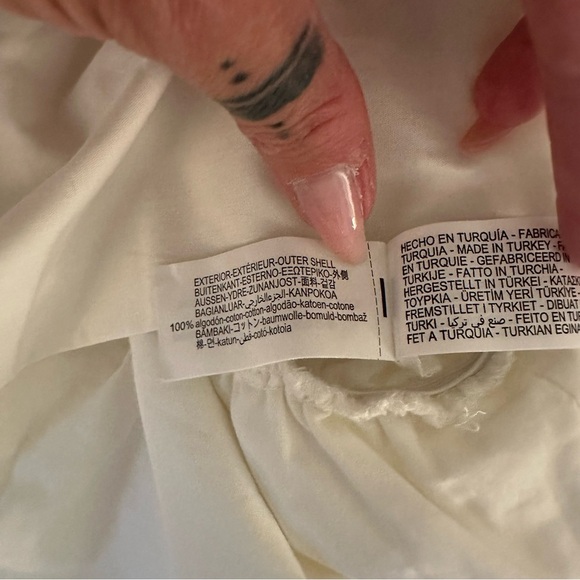 Zara Voluminous Bandeau Puff Ruffle Crop Top in Oyster White, Size Medium - Picture 6 of 14